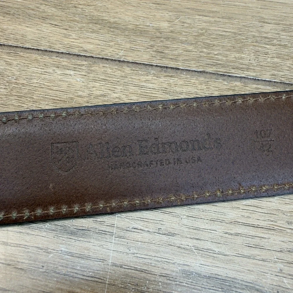 Allen Edmonds Yukon Casual Chromexcel Leather Belt Mens 42 Stitched USA 34507